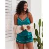 Ekouaer Pajamas for Women Set Silk Satin Pjs Sexy Lingerie Sleepwear Cami Shorts Set Summer Nightwear S-XXL(Beacock Blue)