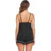 Ekouaer Pajamas for Women Set Silk Satin Pjs Sexy Lingerie Sleepwear Cami Shorts Set Summer Nightwear S-XXL(Black)