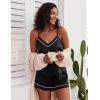 Ekouaer Pajamas for Women Set Silk Satin Pjs Sexy Lingerie Sleepwear Cami Shorts Set Summer Nightwear S-XXL(Black)