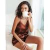 Ekouaer Pajamas for Women Set Silk Satin Pjs Sexy Lingerie Sleepwear Cami Shorts Set Summer Nightwear S-XXL(Coffee)