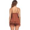 Ekouaer Pajamas for Women Set Silk Satin Pjs Sexy Lingerie Sleepwear Cami Shorts Set Summer Nightwear S-XXL(Coffee)