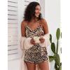 Ekouaer Pajamas for Women Set Silk Satin Pjs Sexy Lingerie Sleepwear Cami Shorts Set Summer Nightwear S-XXL(Leopard)