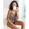 Ekouaer Pajamas for Women Set Silk Satin Pjs Sexy Lingerie Sleepwear Cami Shorts Set Summer Nightwear S-XXL(Leopard)