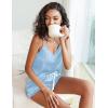 Ekouaer Pajamas for Women Set Silk Satin Pjs Sexy Lingerie Sleepwear Cami Shorts Set Summer Nightwear S-XXL(Light Blue)