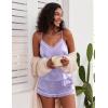 Ekouaer Pajamas for Women Set Silk Satin Pjs Sexy Lingerie Sleepwear Cami Shorts Set Summer Nightwear S-XXL(Lilac)