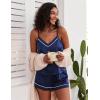 Ekouaer Pajamas for Women Set Silk Satin Pjs Sexy Lingerie Sleepwear Cami Shorts Set Summer Nightwear S-XXL(Navy)