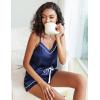 Ekouaer Pajamas for Women Set Silk Satin Pjs Sexy Lingerie Sleepwear Cami Shorts Set Summer Nightwear S-XXL(Navy)