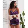 Ekouaer Pajamas for Women Set Silk Satin Pjs Sexy Lingerie Sleepwear Cami Shorts Set Summer Nightwear S-XXL(Purple)