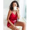 Ekouaer Pajamas for Women Set Silk Satin Pjs Sexy Lingerie Sleepwear Cami Shorts Set Summer Nightwear S-XXL(Red)