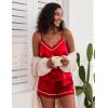 Ekouaer Pajamas for Women Set Silk Satin Pjs Sexy Lingerie Sleepwear Cami Shorts Set Summer Nightwear S-XXL(Red)
