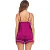 Ekouaer Pajamas for Women Set Silk Satin Pjs Sexy Lingerie Sleepwear Cami Shorts Set Summer Nightwear S-XXL(Rose Red)