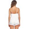Ekouaer Pajamas for Women Set Silk Satin Pjs Sexy Lingerie Sleepwear Cami Shorts Set Summer Nightwear S-XXL(White)