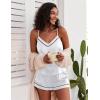 Ekouaer Pajamas for Women Set Silk Satin Pjs Sexy Lingerie Sleepwear Cami Shorts Set Summer Nightwear S-XXL(White)