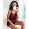 Ekouaer Pajamas for Women Set Silk Satin Pjs Sexy Lingerie Sleepwear Cami Shorts Set Summer Nightwear S-XXL(Wine)