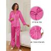 Ekouaer Satin Lounge Sets for Women 2 Pieces Silk Pajamas Set Long Sleeve Top with Pants Outfits with Belt(Rose Red)
