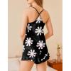 Ekouaer Satin Pajama Set for Women 2 Piece Camisole Top and Shorts Silk Lingerie with Ruffle Floral Nightwear(Black Flower)