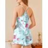 Ekouaer Satin Pajama Set for Women 2 Piece Camisole Top and Shorts Silk Lingerie with Ruffle Floral Nightwear(Blue Cat)