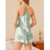 Ekouaer Satin Pajama Set for Women 2 Piece Camisole Top and Shorts Silk Lingerie with Ruffle Floral Nightwear(Green Leopard)