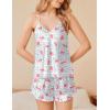 Ekouaer Satin Pajama Set for Women 2 Piece Camisole Top and Shorts Silk Lingerie with Ruffle Floral Nightwear(Leopard Flower)