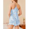 Ekouaer Satin Pajama Set for Women 2 Piece Camisole Top and Shorts Silk Lingerie with Ruffle Floral Nightwear(Little Blue Flower)