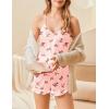Ekouaer Satin Pajama Set for Women 2 Piece Camisole Top and Shorts Silk Lingerie with Ruffle Floral Nightwear(Little Pink Flower)