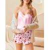 Ekouaer Satin Pajama Set for Women 2 Piece Camisole Top and Shorts Silk Lingerie with Ruffle Floral Nightwear(Pink Heart)