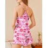 Ekouaer Satin Pajama Set for Women 2 Piece Camisole Top and Shorts Silk Lingerie with Ruffle Floral Nightwear(Pink Lips Heart)