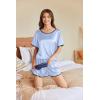 Ekouaer Satin Pajama Set for Women 2 Piece Silk Pjs Soft Short Sleeve Sleepwear Top with Ruffle Shorts S-XXL(Light Blue)