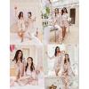 Ekouaer Satin Pajama Set for Women Button Down Pj Set Long Sleeve Top and Shorts 2 Piece Loungewear Summer Soft Sleepwear(Champagne)