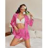 Ekouaer Satin Pajama Set for Women Button Down Pj Set Long Sleeve Top and Shorts 2 Piece Loungewear Summer Soft Sleepwear(Hot Pink)