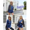Ekouaer Satin Pajama Set for Women Button Down Pj Set Long Sleeve Top and Shorts 2 Piece Loungewear Summer Soft Sleepwear(Navy Blue)