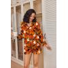 Ekouaer Satin Pajama Set for Women Button Down Pj Set Long Sleeve Top and Shorts 2 Piece Loungewear Summer Soft Sleepwear(Pumpkin)