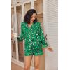 Ekouaer Satin Pajama Set for Women Button Down Pj Set Long Sleeve Top and Shorts 2 Piece Loungewear Summer Soft Sleepwear(Santa Claus)