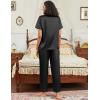 Ekouaer Satin Pajamas Set for Women Silk Button Down Sleepwear Short Sleeve Loungewear 2 Pieces Nightwear(Black)