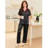 Ekouaer Satin Pajamas Set for Women Silk Button Down Sleepwear Short Sleeve Loungewear 2 Pieces Nightwear(Black)