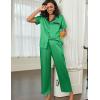 Ekouaer Satin Pajamas Set for Women Silk Button Down Sleepwear Short Sleeve Loungewear 2 Pieces Nightwear(Green)