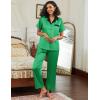 Ekouaer Satin Pajamas Set for Women Silk Button Down Sleepwear Short Sleeve Loungewear 2 Pieces Nightwear(Green)