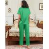 Ekouaer Satin Pajamas Set for Women Silk Button Down Sleepwear Short Sleeve Loungewear 2 Pieces Nightwear(Green)