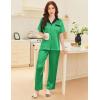 Ekouaer Satin Pajamas Set for Women Silk Button Down Sleepwear Short Sleeve Loungewear 2 Pieces Nightwear(Green)