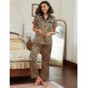 Ekouaer Satin Pajamas Set for Women Silk Button Down Sleepwear Short Sleeve Loungewear 2 Pieces Nightwear(Khaki Black Leopard)