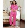 Ekouaer Satin Pajamas Set for Women Silk Button Down Sleepwear Short Sleeve Loungewear 2 Pieces Nightwear(Rose Leopard)