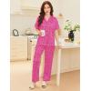 Ekouaer Satin Pajamas Set for Women Silk Button Down Sleepwear Short Sleeve Loungewear 2 Pieces Nightwear(Rose Leopard)