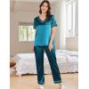 Ekouaer Satin Pajamas for Women Short Sleeve Silk Pajama Sets Soft Sleepwear Top with Causal Long Pj Pant(Green)