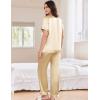 Ekouaer Satin Pajamas for Women Short Sleeve Silk Pajama Sets Soft Sleepwear Top with Causal Long Pj Pant(Light Coffee)