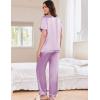 Ekouaer Satin Pajamas for Women Short Sleeve Silk Pajama Sets Soft Sleepwear Top with Causal Long Pj Pant(Lilac)