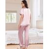 Ekouaer Satin Pajamas for Women Short Sleeve Silk Pajama Sets Soft Sleepwear Top with Causal Long Pj Pant(Pink)