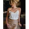 Ekouaer Satin Tank Tops for Women Silk Camisole Tops 2 Pack V Neck Spaghetti Strap Blouse Soft Dressy Camisole(2 Pack:white/Black)