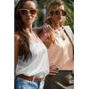 Ekouaer Satin Tank Tops for Women Silk Camisole Tops 2 Pack V Neck Spaghetti Strap Blouse Soft Dressy Camisole(Black/Champagne)
