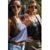 Ekouaer Satin Tank Tops for Women Silk Camisole Tops 2 Pack V Neck Spaghetti Strap Blouse Soft Dressy Camisole(Black/Grey)