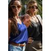 Ekouaer Satin Tank Tops for Women Silk Camisole Tops 2 Pack V Neck Spaghetti Strap Blouse Soft Dressy Camisole(Black/Navy Blue)